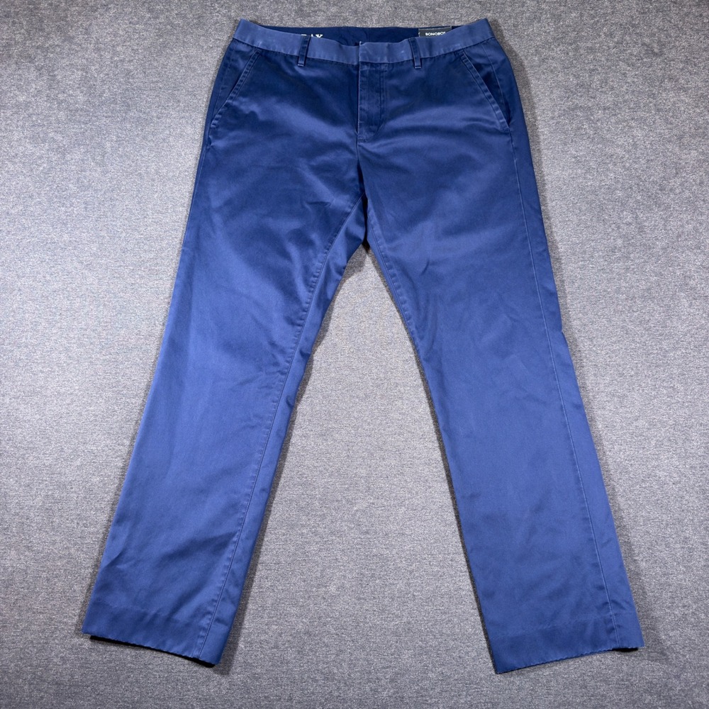 Bonobos Chino Pants Men 32x29 Blue Slim Fit Monday Cotton Casual Trousers Peppy